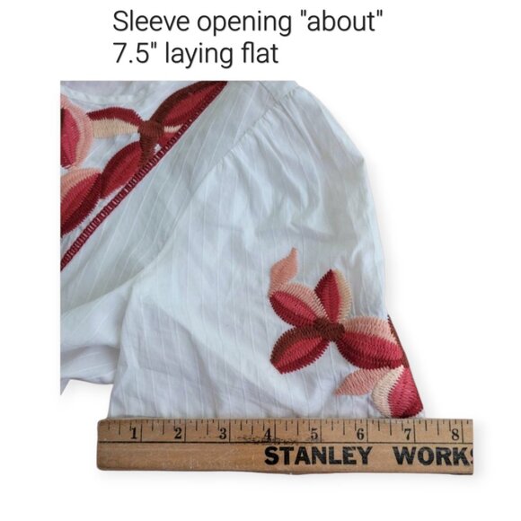 Madewell cottagecore cabincore White Red Embroidered Boho Blouse XS NWT - Picture 5 of 6